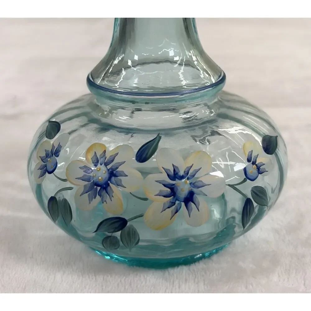 Fenton Vase Cobalt and Aqua Tranquility Hand Painted By DK Brightbill 6.25